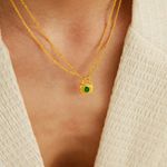 Green Emerald Necklace, Padlock Necklace, Layer Necklace Set Photo 6
