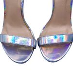 Wild Diva  Silver Holographic Heeled Open Toe Sandals 7 Party Ankle Strap Buckle Photo 4