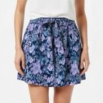 Old Navy NWT Mini Skirt Womens 6 Purple Blue 100% Cotton Belted Pleated Preppy Photo 0