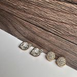 Swavorski Lot Of 2 Swarovski Crystal Clear Gold Tone Stud Pierced Earrings (Swan Marked) Photo 11