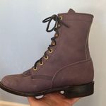 Justin Boots  Purple Soft Suede Leather Lace Up Combat Moto Boots With Box Photo 10