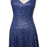 Lulus Navy Blue Sequined Holiday Cocktail Mini Dress Size Small Glam New Years Photo 0