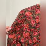 Laura Ashley Vintage Floral Dress Sz 8 Brown Pink Sleeve Basque Waist Wool Blend Photo 9