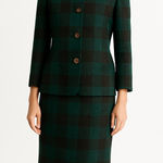 Vintage 1960s Henry White Dublin Alpaca Wool Plaid Skirt Suit Set medium Green Size 10 Photo 0