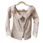 Bardot  WOMENS PINSTRIPE OFF SHOULDER PEASANT BLOUSE Photo 0