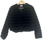 Sage the Label Coat Womens M Black Faux Fur Fluffy Lined Mob Wife Core Retro Y2K Photo 0