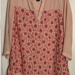 Investments Petites Light Pink Floral Lace Blouse, Lined, Long Sleeve, PXL Photo 0