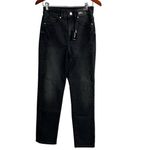 EXPRESS Super High Waisted Black Tonal Snakeskin Print Slim Ankle Jeans NWT Photo 3