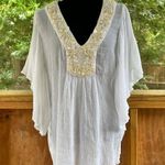 Calypso St. Barth  White Gauzy Beaded Boho Blouse Size M Photo 0