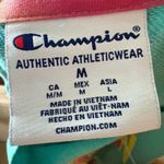 Champion Sweatshirt Size Medium Green Colorblock Crewneck Logo Sporty Retro Gray Photo 4