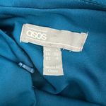 ASOS  Design Blue Teal Satin Halter Neck Maxi Dress Gown Slit Ruching Size 4 Photo 8