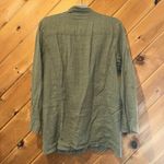 Artisan NY Olive Green Linen Utility Jacket Zip Pocket Military style Shacket Photo 4