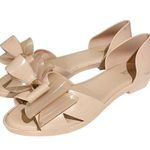 Melissa  Size 7 Blush Pink Rubber Bow Slip on Open Toe Flats Shoes Photo 0