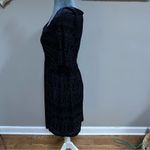 Anthropologie Meadow Rue Navy Velvet Geo Burnout Sweetheart Neckline Dress S Blue Photo 4