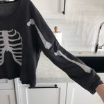 Wildfox  OG Inside Out Skeleton Sweatshirt Charcoal Grey Black Medium Halloween Photo 3