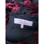 Parker  Carmindy Red Black Floral Velvet Burnout Long Sleeve Mini A-Line Dress S Photo 5