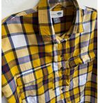 Old Navy Boyfriend Flannel Popover Shirt Yellow Plaid 1/2 Button Up Hi-Lo XS Photo 5