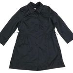 J.Jill Packable Trench Rain Coat Women L Black Smocked Grunge Boho Feminine Y2K Photo 2