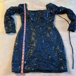 NWOT navy blue sequined long sleeve cocktail bodycon mini dress size 10 Photo 8