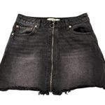 Free People  Black Haven Zip Front Denim Jean Mini Skirt size 25 Photo 4