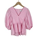 Hunter Bell Landry Puff Sleeve Peplum Top in Light Pink Size XS Photo 3