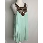 Umgee  Sleeveless Mint Green Bead & Metallic Detail Short Shift Dress S Photo 2