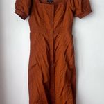 Madewell Warm Coffee Brown Seamed Puff-Sleeve Midi Dress 6 Photo 5