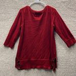 Flawed red womens sweater side buttons ribbed hem neck cuffs medium? large? Fall Photo 0