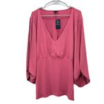 Torrid NWT  Berry Pink Studio Knit V Neck 3/4 Sleeve‎ Shirred Top Size 4X Photo 2