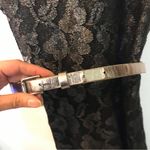 EXPRESS  XS Metallic Floral Lace belted A-line dress shimmer maximalist party Photo 3
