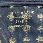 Lucky Brand  Top Womens 3X Navy Blue Floral Pattern Knit Short Sleeve‎ Tee Shirt Photo 5