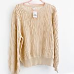 &merci Boutique Cream Textured Stripe Balloon Sleeve Sweater Photo 1