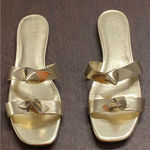 J.Crew Metallic Gold Knot Slide Sandals Size 9 Minimalist Chic Resort Coastal Photo 0