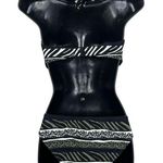 NWT Bruno Banani Mixed Animal Print 2 Piece Bikini Swim Suit Black Size 8 Photo 1