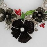 BLACK FLORAL RHINESTONE NECKLACE & EARRING SET Photo 2