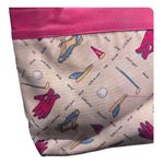 Liz Claiborne  Vintage Cloth Golf Theme Bamboo Tote Bag Photo 6