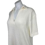 H&M NWT Cream White Short Sleeve Knit Collar Polo V-Neck Shirt Knee Dress Size S Photo 3