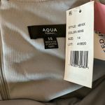 AQUA Metallic Chiffon Long A-Line Evening Gown Silver Size 14 Formal Dress Photo 6