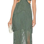 Herve Leger NEW NWT  Strappy Tiered Fringe Gown In Willow Green Photo 0