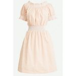 J. Crew Smocked Puff Sleeve Dress Women Medium Peach Gingham‎ Milk Maid Peasant Photo 7