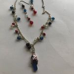 Handmade Patriotic Flip Flop Necklace Earrings  VTG Photo 2