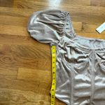All in Favor  Womens XL Champagne Velvet Corset Style Puff Sleeve Crop Top Photo 2