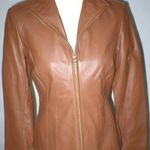 Cole Haan New Womens S Light Brown Soft Leather Jacket Italian Leather Lined Photo 0
