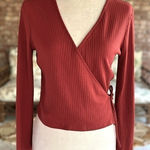 One Clothing Top Cropped Wrap Brown Rust Wrap L (Jrs) Festival Concert Casual Photo 0