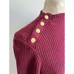 Talbots Mock Neck Knit Sweater with Gold Buttons Petite Large Photo 2