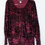 Venus Womens Crushed Velvet Bell Sleeve Top Size L Red Black Dark Romantic Goth Photo 0