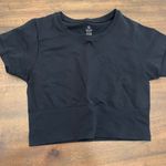 Aerie  Offline Top Seamless Sidewalk Crop Shirt Women’s Medium Black Short Sleeve Photo 0