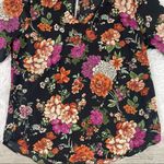 MERAKI black floral choker collar blouse. Size large. Photo 1