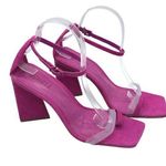 Schutz Avva Fuchsia Block Heel Sandals With Clear Straps Toe Strap Size 10 Photo 0