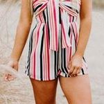 These Three Boutique Striped Tie Front Romper  Photo 0